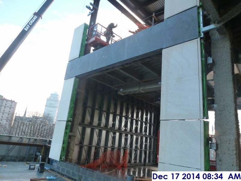 Erecting the stone panels at the North Elevation UCIA Roof 1